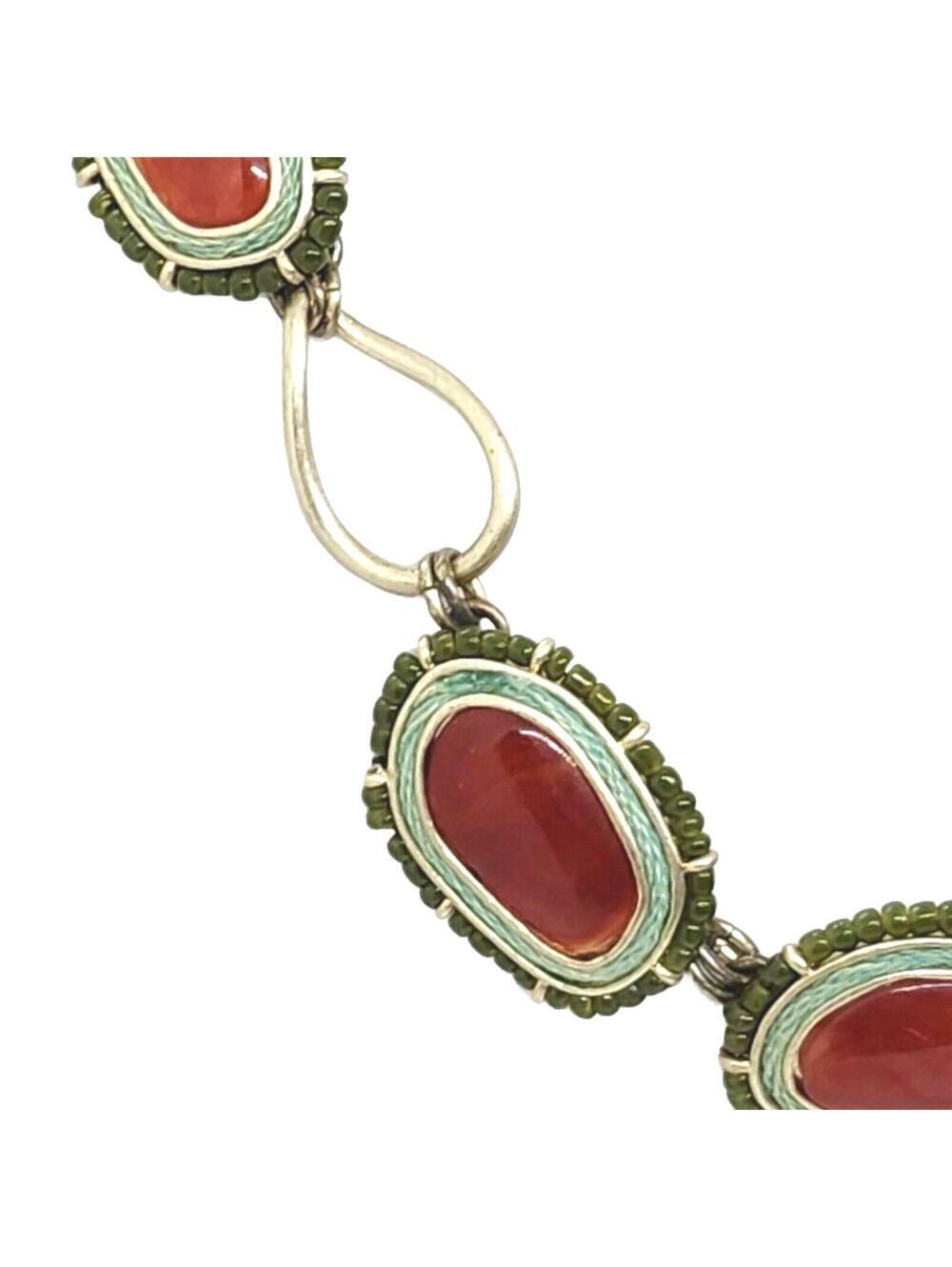 Vintage Liz Claiborne Red and Green Stone Necklace - Picture 3 of 4